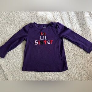 Vintage Gymboree Lil Sister Mixed Media Long Sleeved Top Tee 💜